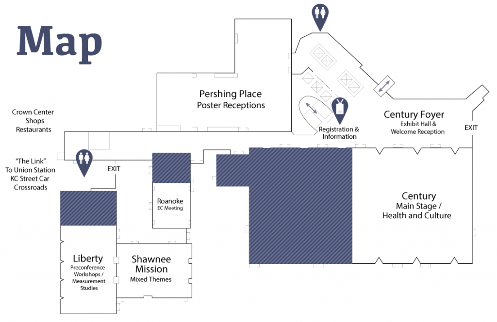 Map of the 2023 Conference areas at the Westin Crown Center